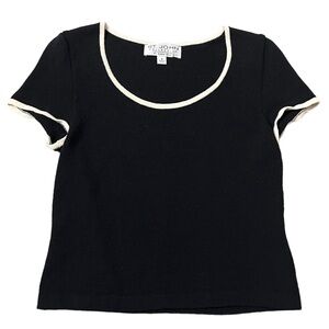 90’s Black Short Sleeved Slip On Top - St. John Collection (Size SP)